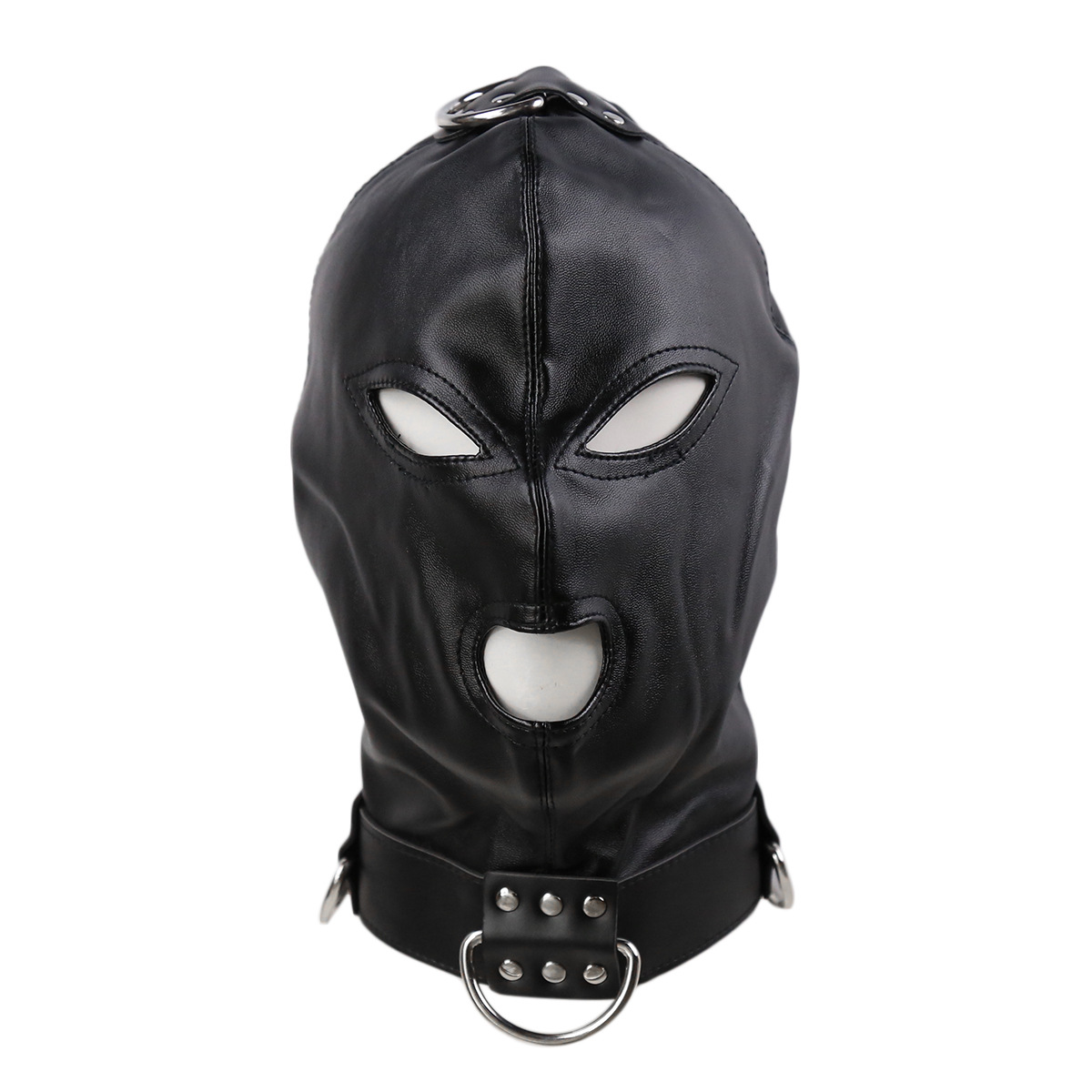 Cagoule fetish cuir noir