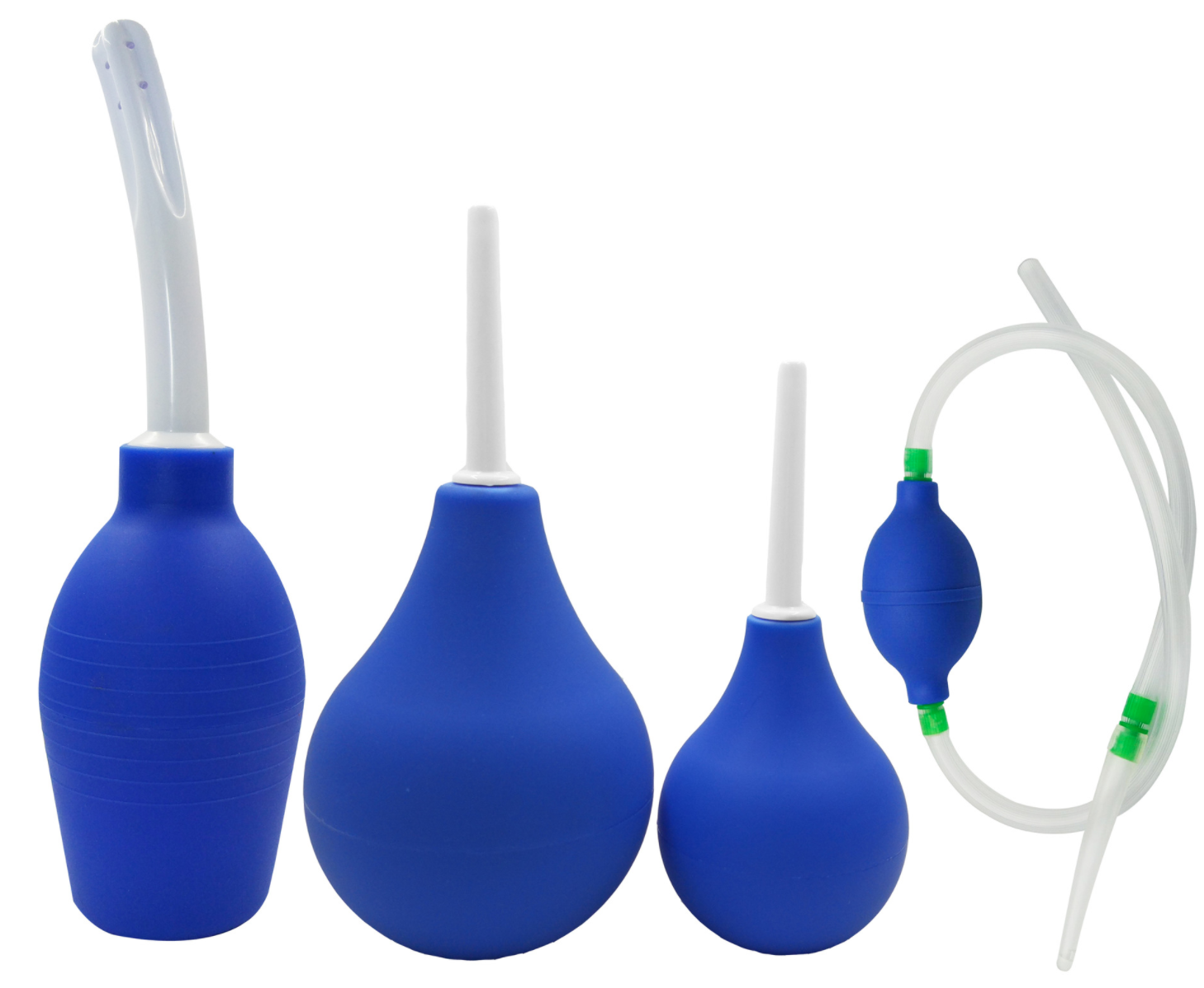 Poire de lavement manuel bleue